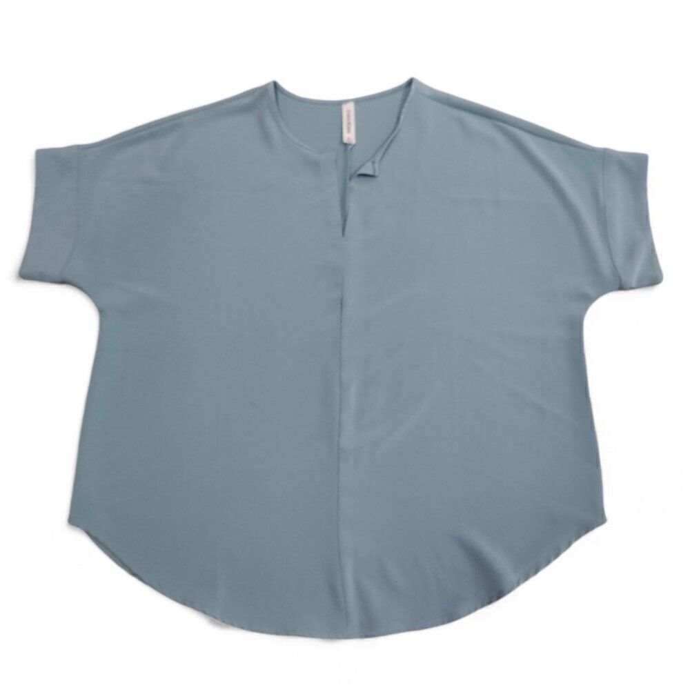 Zenana Premium Sky Blue Light Gray Short Sleeve Tunic Blouse size XL